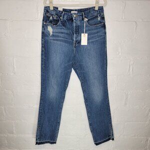 NWT Good American Women's Size 14 Jeans Good Boy Curvy Button Fly Split Hem Cuff